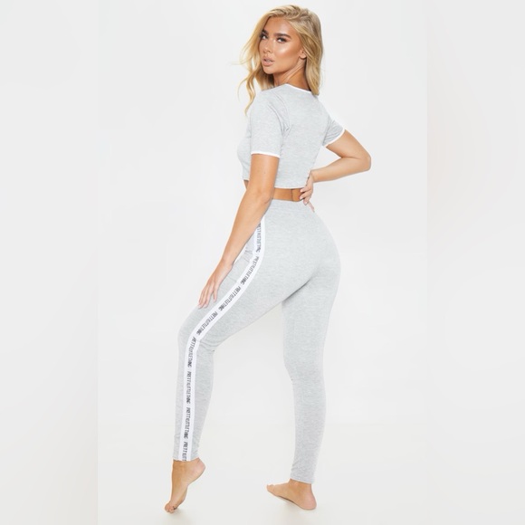PRETTYLITTLETHING GREY LONG PJ SET - Picture 4 of 6